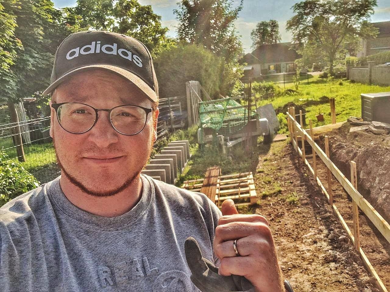 Anthony at one of the milestones in his homebuilding journey